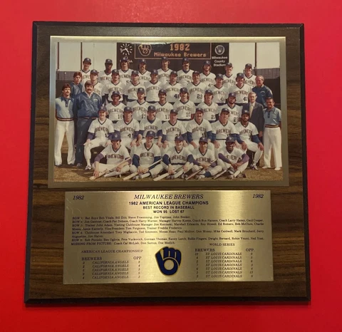 1982 MILWAUKEE BREWERS WORLD SERIES MLB Baseball Plaque Vtg Yount Paul Molitor Cover