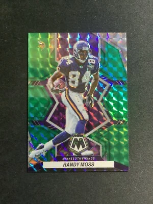 2022 Panini Mosaic Randy Moss Green Prizm Minnesota Vikings #132 HOF - Image 1 of 2