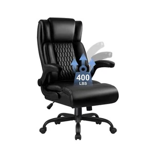 And Desk Big Tall Leather Office Computer Blac... Office Chair, Chair, Ergonomic - Picture 1 of 7