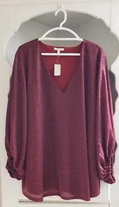 Suéter Maurices Holiday Talla Grande 4X Granate Metálico Superpuesto Pullover Camisa NUEVO - Imagen 1 de 9