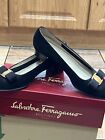 Salvatore Ferragamo Genuine Women?S Black Suede Shoes Vara Bow Size 8B/ Uk5.5