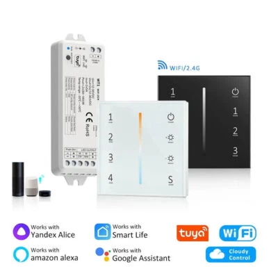 WT1 LED Controller 12-24V 4Zone Wall Touch Panel Dimmer Wireless Wifi RF Remote - Image 1 of 4