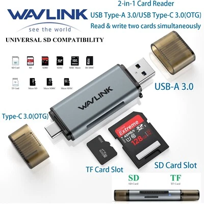 USB A USB C a TF SD Lector de Tarjetas Escritor Adaptador OTG USB 3.0 Lector de Tarjetas de Memoria Foto 1 de 4