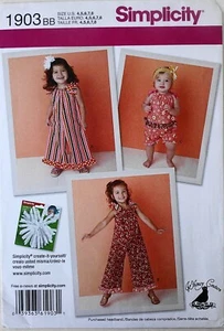 Simplicity 1903 Girls Whimsy Couture Rompers 3 Lengths Sewing Pattern Sz 4-8 - Picture 1 of 1
