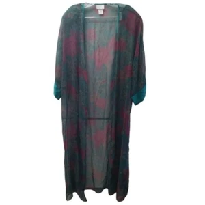 Vintage Linda For La Senza Floral Long Kimono Robe Semi Sheer - Picture 1 of 13
