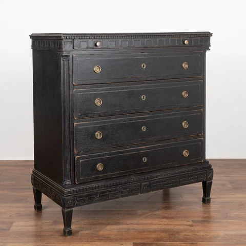 Large Black Painted Chest of Five Drawers, Denmark circa 1790-1800 Cover