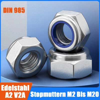 Sicherungsmuttern Stopmuttern Din 985 Edelstahl A2 V2A M2 - M20 - Bild 1 von 4