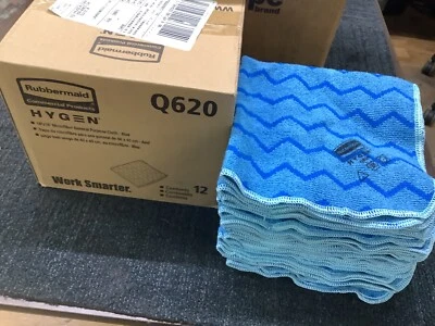 RUBBERMAID Hygen 16” X 16” Microfiber General Purpose Cloth Blue Q620 Case of 12