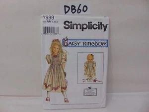 NEW UNCUT SIMPLICITY DAISY KINGDOM PATTERN 7999 GIRL & DOLL DRESS SZ AA 3,4,5,6 - Picture 1 of 3