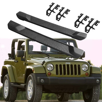 Fits 2007-2018 Jeep Wrangler JK 2 Door Running Boards Black Side Step Nerf Bars - Image 1 of 4