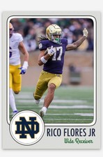 Rico Flores Jr NMT Custom Art College Football Card! Notre Dame!