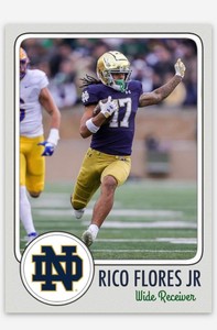 Rico Flores Jr NMT Custom Art College Football Card! Notre Dame!