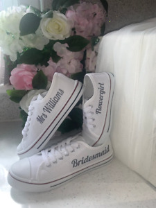 Personalised Bride wedding trainers bridesmaid Any Name Any Colour Pumps shoes