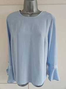 Light Blue Long Bell Sleeved Blouse By Warehouse Size 12 - Picture 1 of 11