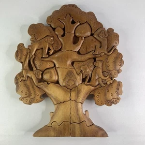 Vintage 9.5" Wood Puzzle Monkeys in a Tree - Picture 1 of 6