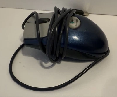 Blue Logitech USB Wired 2x Optical Wheel Mouse Model M-BJ58 P/N: 830513-0000 - Image 1 of 4