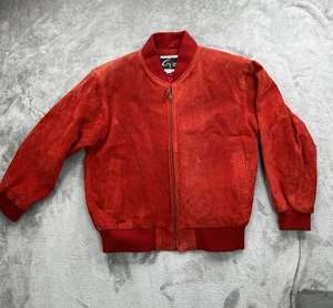 Vintage 90’s Global Identity Leather Suede Bomber Jacket Red Women’s Small Korea - Bild 1 von 13
