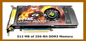 Nvidia ZOTAC GeForce 9600 GT ZT-96TES3P-FSR 512MB 256Bit DDR3 Windows 10 to XP - Picture 1 of 8