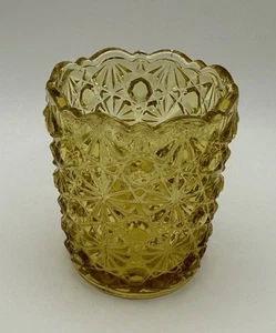 Vintage MOSSER Glas Bernstein Gänseblümchen und Knopf Zahnstocher Halter - Bild 1 von 12