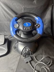 Interact V-Thunder Racing Wheel 12210201Z7 PlayStation 2 PS2 Blue Black UNTESTED - Picture 1 of 2