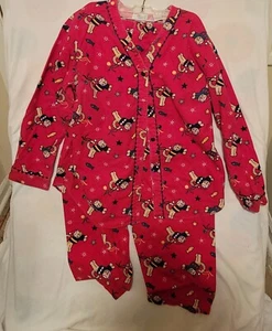 Go Softly Christmas Patio Pajamas Red Womens Lg Holiday Santa Cats Stars & Fish - Picture 1 of 8