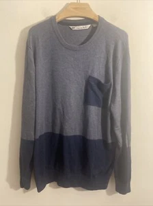 Suéter Travis Mathew Para Hombres Mezcla Cachemira Bolsillo Frontal Azul y Gris Talla Grande - Imagen 1 de 7