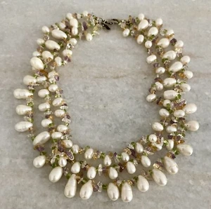 Vintage Kenneth Lane Baroque Freshwater Pearl Amethyst Citrine Peridot Necklace - Picture 1 of 4