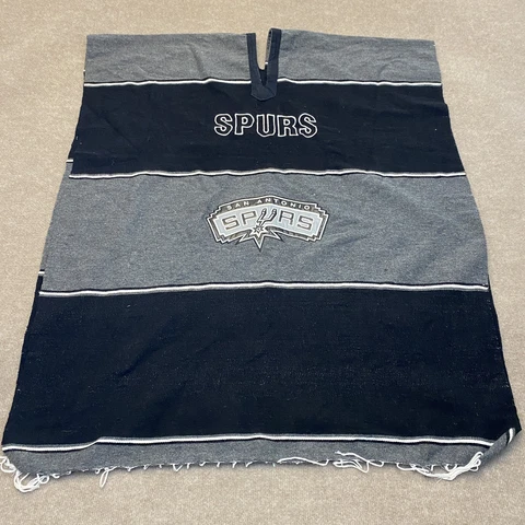 San Antonio Spurs NBA Serape Mexican Latin Blanket Team Logo Black Silver Cover