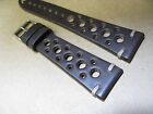 21mm Genuine Black Euro Leather Watch Band Made In Italy Perforated Rally Sports