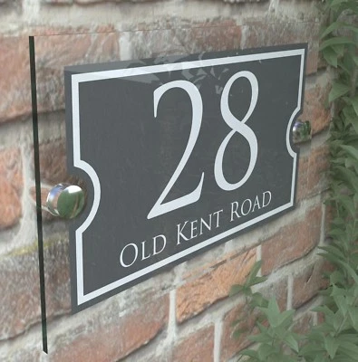 K SMART SIGN Modern HOUSE SIGN / PLAQUE / DOOR / NUMBER / GLASS EFFECT ACRYLIC