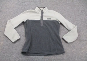 Columbia Sweater Womens Small Gray White Pullover Quarter Button Fleece Outdoors - Picture 1 of 8