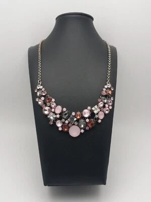 Premier Designs винтажный серебристого тона розовый фиолетовый серый камни заявление ожерелье - Изображение 1 из 4