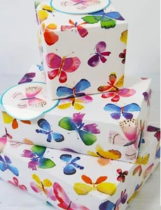 Wrapping Paper "Butterflies" Gift Wrap - 2 Sheets & Tags, Recyclable - Picture 1 of 1