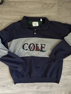 2xl Navy and grey vintage golf sweatshirt with embroidered golf John ashford  - Image 1 of 4