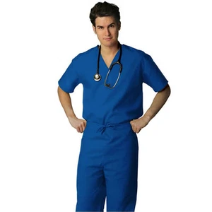 Scrub Set Royal Blue V Neck Top Drawstring Pants S Unisex Adar Medical Uniforms - Picture 1 of 9