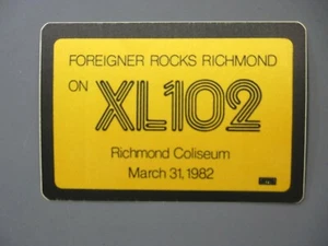 Foreigner satin cloth radio promo sticker XL102 Richmond Coliseum March 31, 1982 - Picture 1 of 1