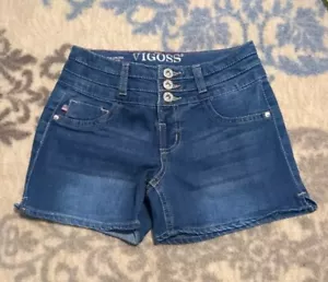Vigoss The Chelsea Blue Denim Shorts Girls Size-10 Adjustable Waist Pockets - Picture 1 of 13