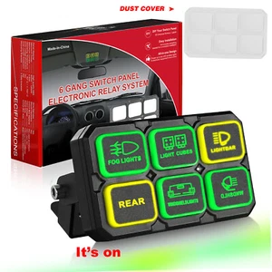6 Gang Switch Panel ON-OFF LED Control Relay System UTV Car Marine Boat 4WD 12V - Picture 1 of 15