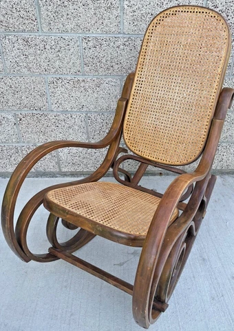 Vintage 1970s Thonet style Bentwood Rocker VGC Rocking Chair Adult 39" tall Cover