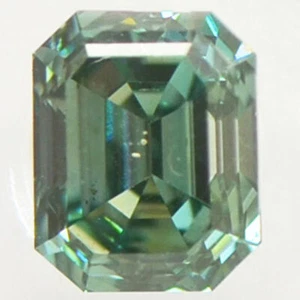 Emerald Cut Diamond Fancy Green Blue SI1 Loose Enhanced IGI Certified 0.71 Carat - Picture 1 of 6