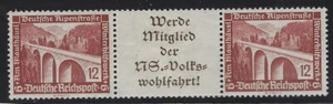 Germany 1936 12pf Alpine Highway gutter pair Michel# W114 mint - Picture 1 of 1