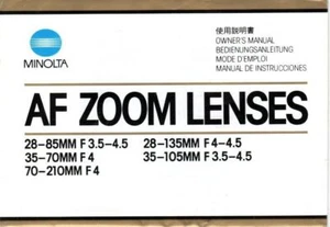 Minolta AF Zoom Lenses owner's manual (8 pages/1984) - Picture 1 of 4