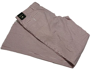 BERLE Men Red White Seersucker Windsor Fit Combed Cotton Pants 36W x 36L NEW TAG - Picture 1 of 11