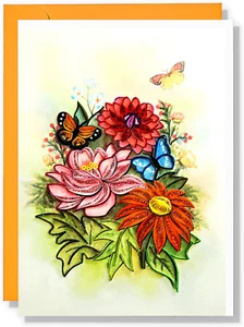 Mixed Flower Quilling Greeting Card for birthday , Thank you , all occasions - Picture 1 of 5