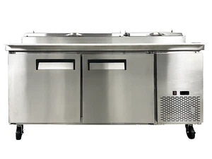 71" Sandwich Prep Table 2 Door Pizza Cooler 9 Pan in Stainless Steel NSF ETL - Picture 1 of 17