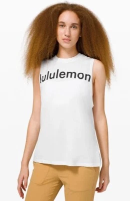 NWT Lululemon All Yours Tank Oversized Size 4 Graphic Print White & Black #V10 - Image 1 of 4