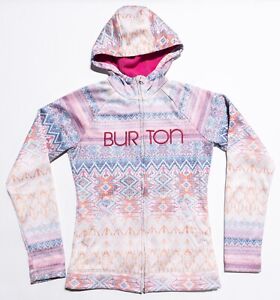 Burton Hoodie Women's Small Fleece Lined Snowboard WB Peak Aztec Colorful Logo