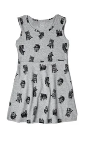 Wonder Nation Girls Sleeveless Scope Neck Soft Fabric Gray Cats Play Dress - Picture 1 of 12