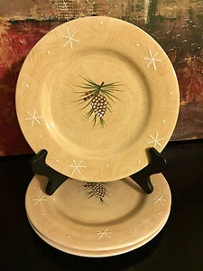 1 Holiday Northwoods Lodge Salad Dessert Plate Home PINE CONE Christmas Embossed - Picture 1 of 5
