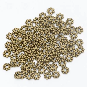 Daisy Flower Spacer Beads - 6mm Round Metal Bead Charms Jewelry Making Supplies - Picture 1 of 15